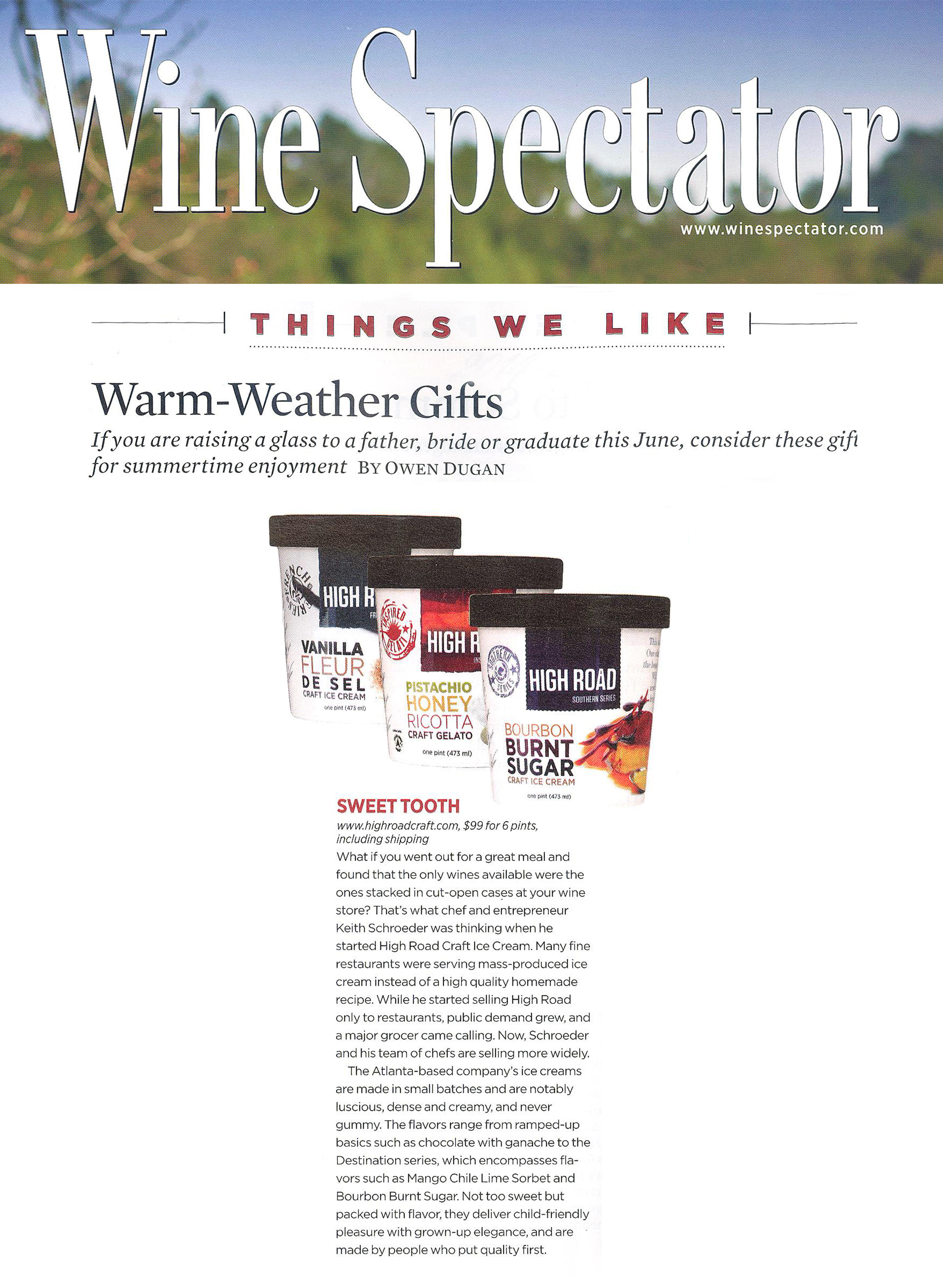 Wine Spectator High Road